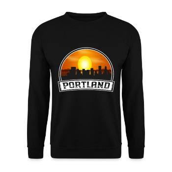 Portland Oregon États-Unis Skyline Vintage Sunset Travel - Sweat-shirt Unisexe - noir - Devant - Alina (178cm) & Michal (187cm)