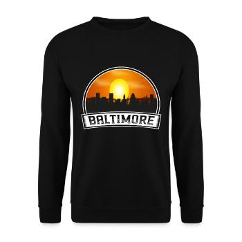 Baltimore Maryland États-Unis Skyline Vintage Sunset - Sweat-shirt Unisexe - noir - Devant - Alina (178cm) & Michal (187cm)