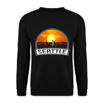 Seattle Washington Usa Skyline Vintage Sunset Trav - Unisex Pullover - Schwarz - Vorne - Alina (178cm) & Michal (187cm)