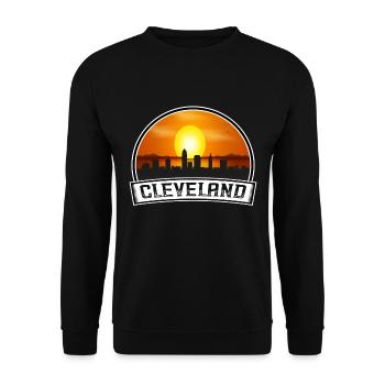 Cleveland Ohio Usa Skyline Vintage Sunset Travel S - Unisex Sweatshirt - black - Front - Alina (178cm) & Michal (187cm)