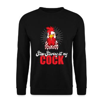 Sexy Shirt für ein sexy You Say "Hör auf anzustarren - Unisex Pullover - Schwarz - Vorne - Alina (178cm) & Michal (187cm)