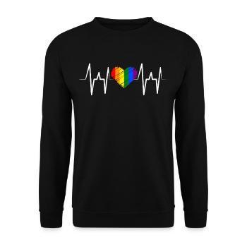 Heartbeat Ekg Heart Colorful Rainbow Equality - Unisex Sweatshirt - black - Front - Alina (178cm) & Michal (187cm)