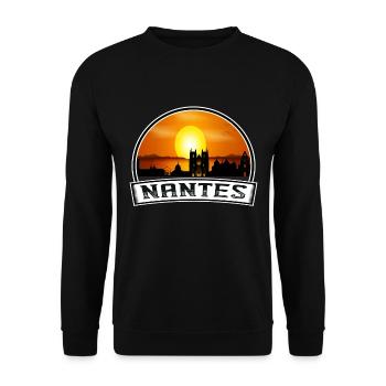 Nantes France Skyline Vintage Sunset Travel Souven - Unisex Sweatshirt - black - Front - Alina (178cm) & Michal (187cm)