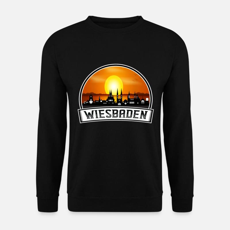 Wiesbaden Deutschland Skyline Vintage Sunset Travel So - Unisex Pullover - Schwarz