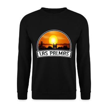 Las Palmas Spain Skyline Vintage Sunset Travel Sou - Unisex Sweatshirt - black - Front - Alina (178cm) & Michal (187cm)