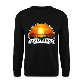 Hambourg Allemagne Skyline Vintage Sunset Travel Souv - Sweat-shirt Unisexe - noir - Devant - Alina (178cm) & Michal (187cm)