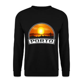 Porto Portugal Skyline Vintage Sonnenuntergang Reise Souve - Unisex Pullover - Schwarz - Vorne - Alina (178cm) & Michal (187cm)
