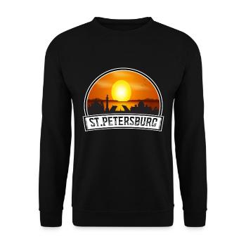Saint-Pétersbourg Russie Skyline Vintage Sunset Travel - Sweat-shirt Unisexe - noir - Devant - Alina (178cm) & Michal (187cm)