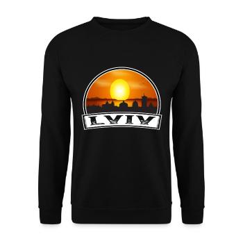 Lviv Ukraine Skyline Vintage Sunset Travel Souveni - Sweat-shirt Unisexe - noir - Devant - Alina (178cm) & Michal (187cm)