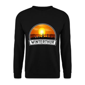 Winterthur Schweiz Skyline Vintage Sunset Trav - Unisex Pullover - Schwarz - Vorne - Alina (178cm) & Michal (187cm)