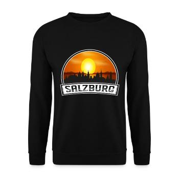 Salzburg Österreich Skyline Vintage Sunset Travel Sou - Unisex Pullover - Schwarz - Vorne - Alina (178cm) & Michal (187cm)