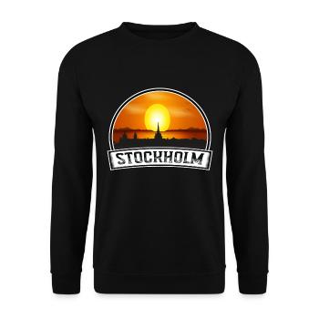 Stockholm Schweden Skyline Vintage Sunset Travel Sou - Unisex Pullover - Schwarz - Vorne - Alina (178cm) & Michal (187cm)