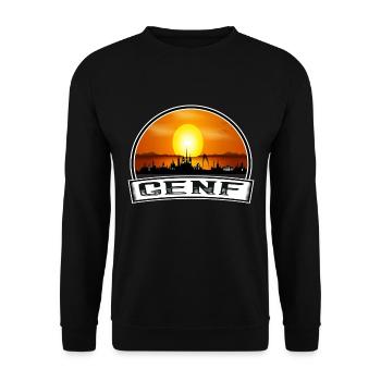 Genf Schweiz Skyline Vintage Sunset Travel Sou - Unisex Pullover - Schwarz - Vorne - Alina (178cm) & Michal (187cm)