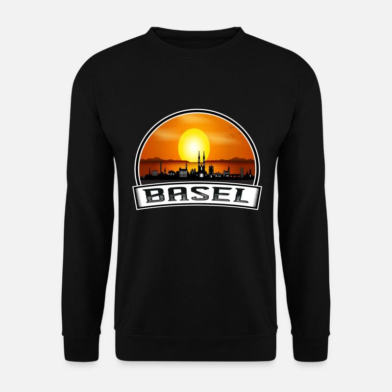 Basel Schweiz Skyline Vintage Sunset Travel So - Unisex Pullover - Schwarz