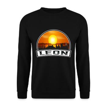 Leon Mexiko Skyline Vintage Sonnenuntergang Reise Souvenir - Unisex Pullover - Schwarz - Vorne - Alina (178cm) & Michal (187cm)