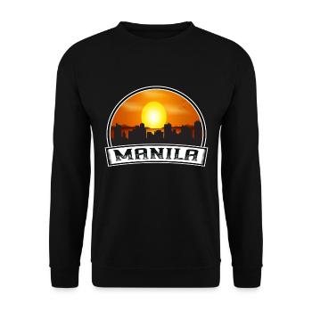 Manila Philippinen Skyline Vintage Sunset Travel S - Unisex Pullover - Schwarz - Vorne - Alina (178cm) & Michal (187cm)