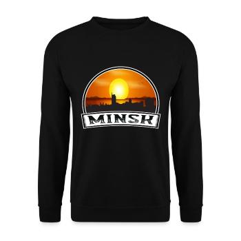 Minsk Belarus Skyline Vintage Sunset Travel Souven - Unisex Sweatshirt - black - Front - Alina (178cm) & Michal (187cm)