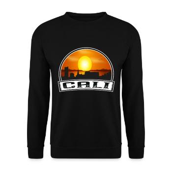 Cali Kolumbien Skyline Vintage Sonnenuntergang Reise Souven - Unisex Pullover - Schwarz - Vorne - Alina (178cm) & Michal (187cm)