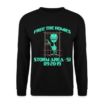Free The Homies Storm Area 51 09/20/2019 T-shirt - Unisex Sweatshirt - black - Front - Alina (178cm) & Michal (187cm)