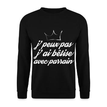 j peux pas j ai bêtise avec parrain - Sweat-shirt Unisexe - noir - Devant - Alina (178cm) & Michal (187cm)