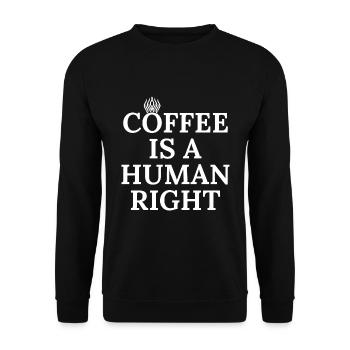 Kaffee ist ein Menschenrecht - Unisex Pullover - Schwarz - Vorne - Alina (178cm) & Michal (187cm)