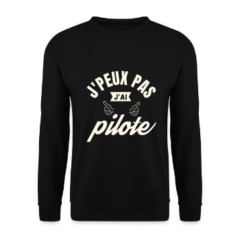 J Peux Pas J Ai Pilote - Sweat-shirt Unisexe - noir - Devant - Alina (178cm) & Michal (187cm)