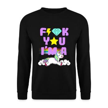 Fuck You I'm A Unicorn Equality Clouds Coloré - Sweat-shirt Unisexe - noir - Devant - Alina (178cm) & Michal (187cm)