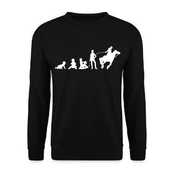 Evolution Das Leben ist besser mit Pferdedesign - Unisex Pullover - Schwarz - Vorne - Alina (178cm) & Michal (187cm)