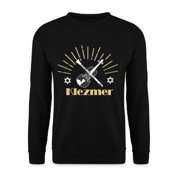 klezmer Klarinette - Unisex Pullover - Schwarz - Vorne - Alina (178cm) & Michal (187cm)
