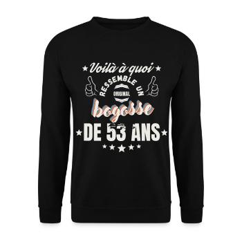 teeshirt Bogosse de 53 Ans humour - Sweat-shirt Unisexe - noir - Devant - Alina (178cm) & Michal (187cm)