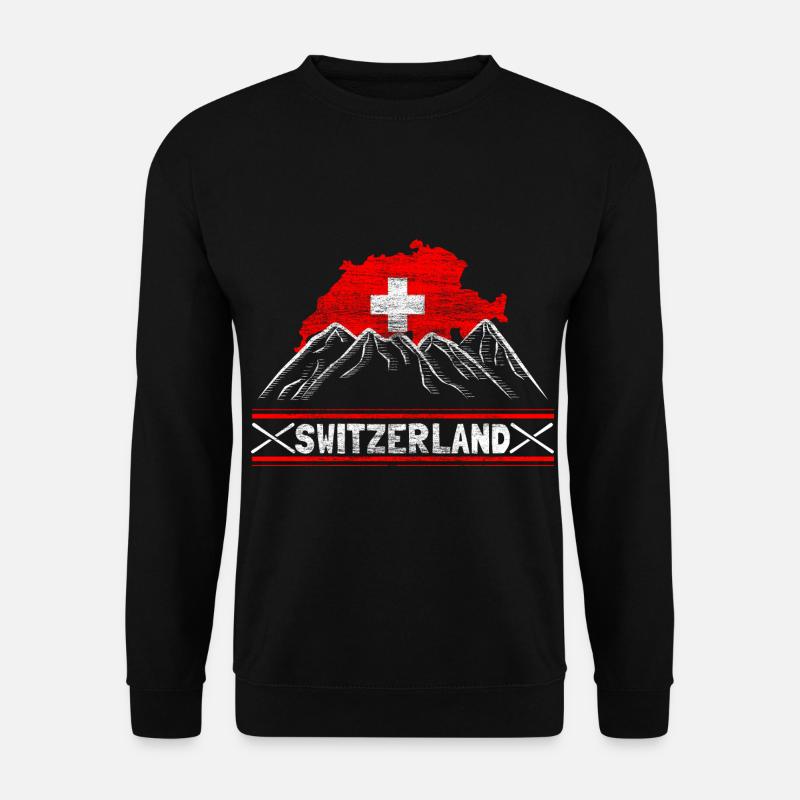 Schweiz Schweizerisch Fahne Geschenk - Unisex Pullover - Schwarz