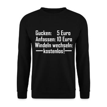 windeln wechseln kostenlos Spruch für Mamas - Unisex Pullover - Schwarz - Vorne - Alina (178cm) & Michal (187cm)