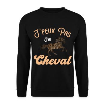 Je peux pas j'ai cheval - cheval mandala - Sweat-shirt Unisexe - noir - Devant - Alina (178cm) & Michal (187cm)