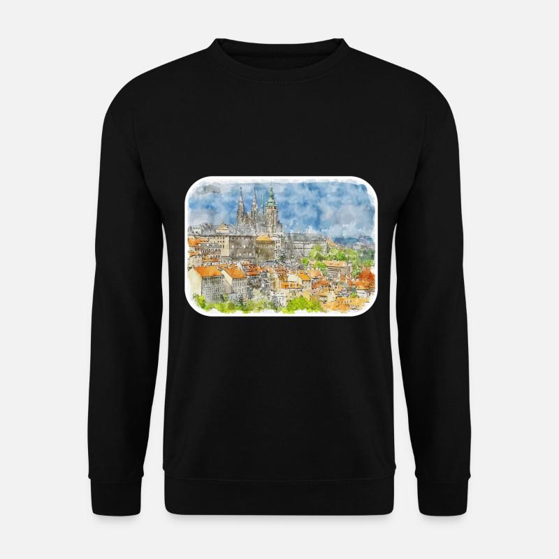 Europa Aquarellskizze Handgezeichnete Illustration - Unisex Pullover - Schwarz