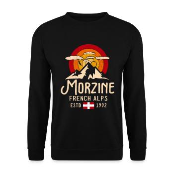 Morzine France mountain - Unisex Sweatshirt - black - Front - Alina (178cm) & Michal (187cm)