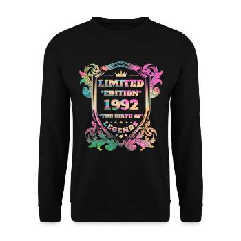 1992 Anniversaire vintage couleurs arc-en-ciel - Sweat-shirt Unisexe - noir - Devant - Alina (178cm) & Michal (187cm)