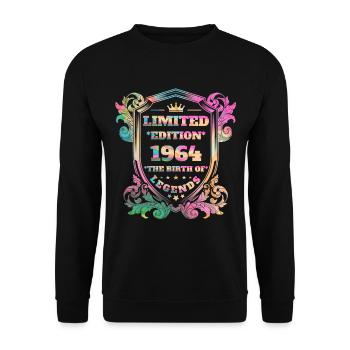 1964 Anniversaire vintage couleurs arc-en-ciel - Sweat-shirt Unisexe - noir - Devant - Alina (178cm) & Michal (187cm)