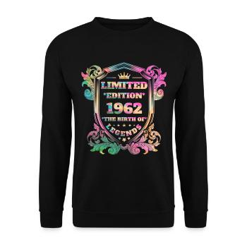 1962 Anniversaire vintage couleurs arc-en-ciel - Sweat-shirt Unisexe - noir - Devant - Alina (178cm) & Michal (187cm)