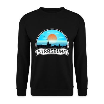 Strasburg Frankreich Skyline Vintage Sunset Travel Sou - Unisex Pullover - Schwarz - Vorne - Alina (178cm) & Michal (187cm)