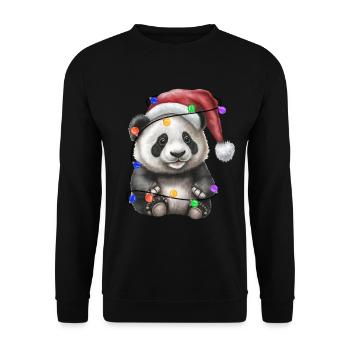 Ours panda avec chapeau de Noël et lumières - Sweat-shirt Unisexe - noir - Devant - Alina (178cm) & Michal (187cm)