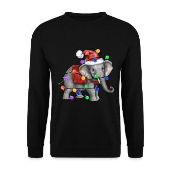 Éléphant avec chapeau de Noël et lumières - Sweat-shirt Unisexe - noir - Devant - Alina (178cm) & Michal (187cm)