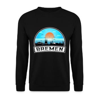 Brême Allemagne Skyline Vintage Sunset Travel Souve - Sweat-shirt Unisexe - noir - Devant - Alina (178cm) & Michal (187cm)