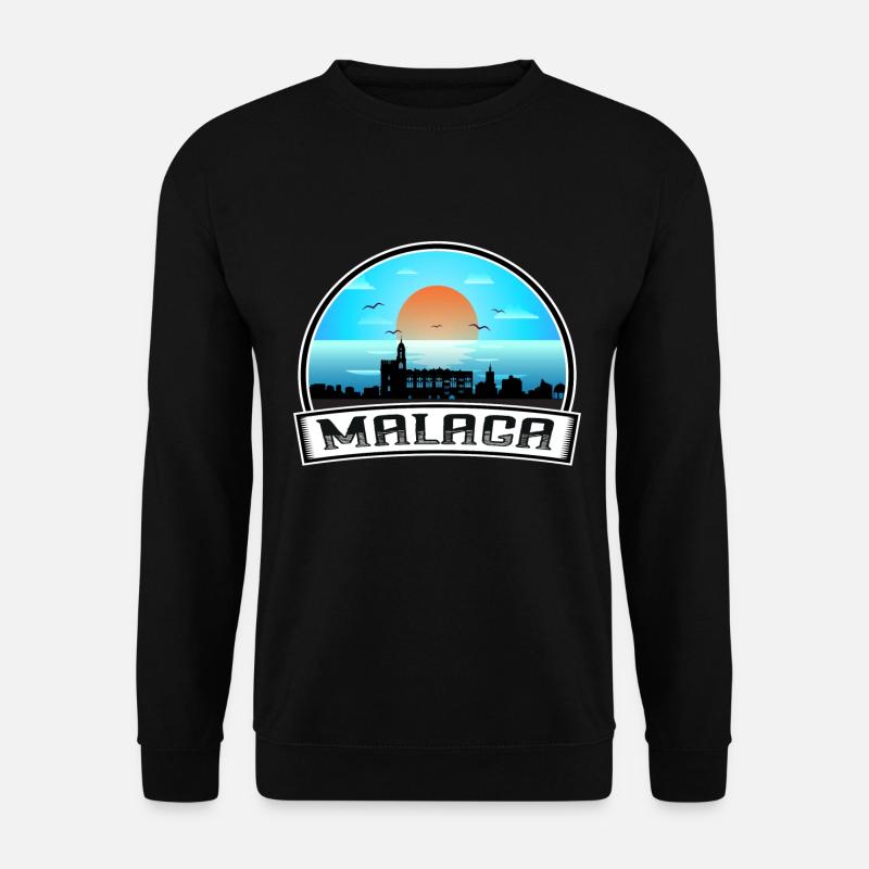 Malaga Spanien Skyline Vintage Sunset Travel Souveni - Unisex Pullover - Schwarz