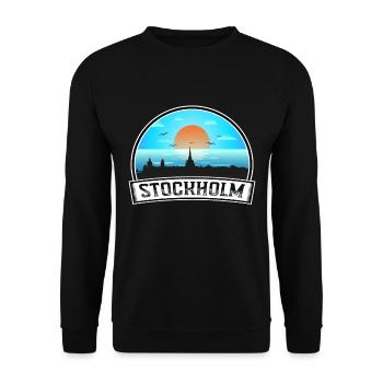 Stockholm Schweden Skyline Vintage Sunset Travel Sou - Unisex Pullover - Schwarz - Vorne - Alina (178cm) & Michal (187cm)
