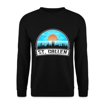 Saint-Gall Suisse Skyline Vintage Sunset - Sweat-shirt Unisexe - noir - Devant - Alina (178cm) & Michal (187cm)