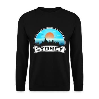 Sydney Australien Skyline Vintage Sonnenuntergang Reise Sou - Unisex Pullover - Schwarz - Vorne - Alina (178cm) & Michal (187cm)