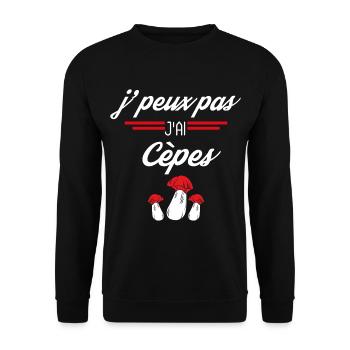 J Peux Pas J AI Cèpes - Sweat-shirt Unisexe - noir - Devant - Alina (178cm) & Michal (187cm)