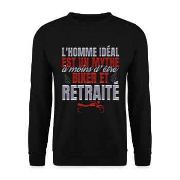 Biker retraité cadeau motard - Sweat-shirt Unisexe - noir - Devant - Alina (178cm) & Michal (187cm)