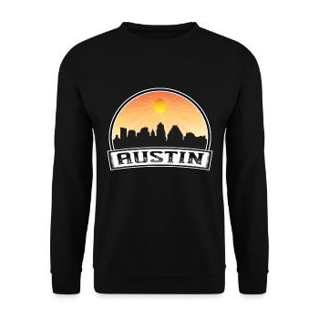 Austin Texas Usa Skyline Vintage Sunset Travel Sou - Unisex Pullover - Schwarz - Vorne - Alina (178cm) & Michal (187cm)