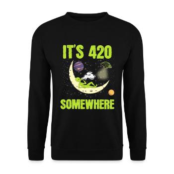 C'est 420 Somewhere Weed Cannabis T-shirt Design - Sweat-shirt Unisexe - noir - Devant - Alina (178cm) & Michal (187cm)